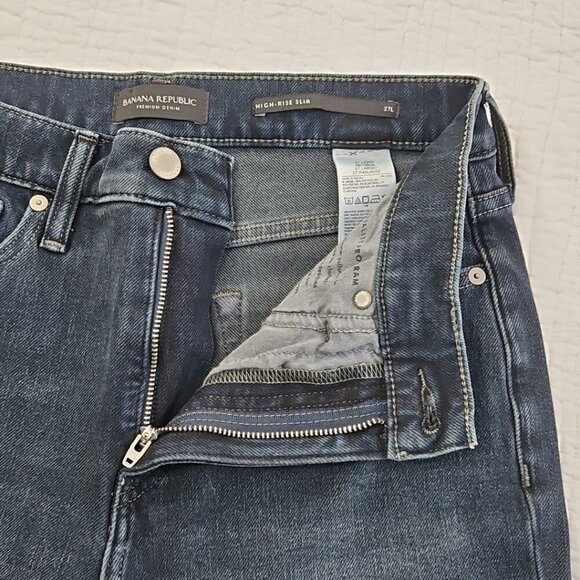 Banana Republic Premium Jeans Women's 27L (28x30) Raw Hem Dark Wash Leggings EUC - Picture 8 of 14